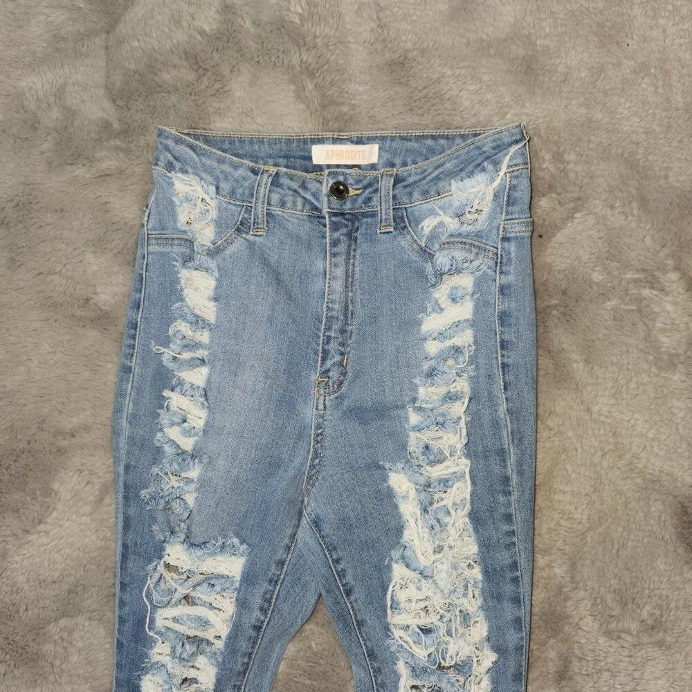 FULL DISTRESSED HIGH WAIST SKINNY JEANS- Size 5 - Picture 8 of 9